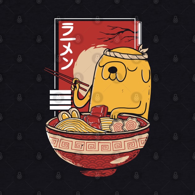 Adventure Time Jake the Dog enjoying a bowl of Ramen Noodles by A Comic Wizard